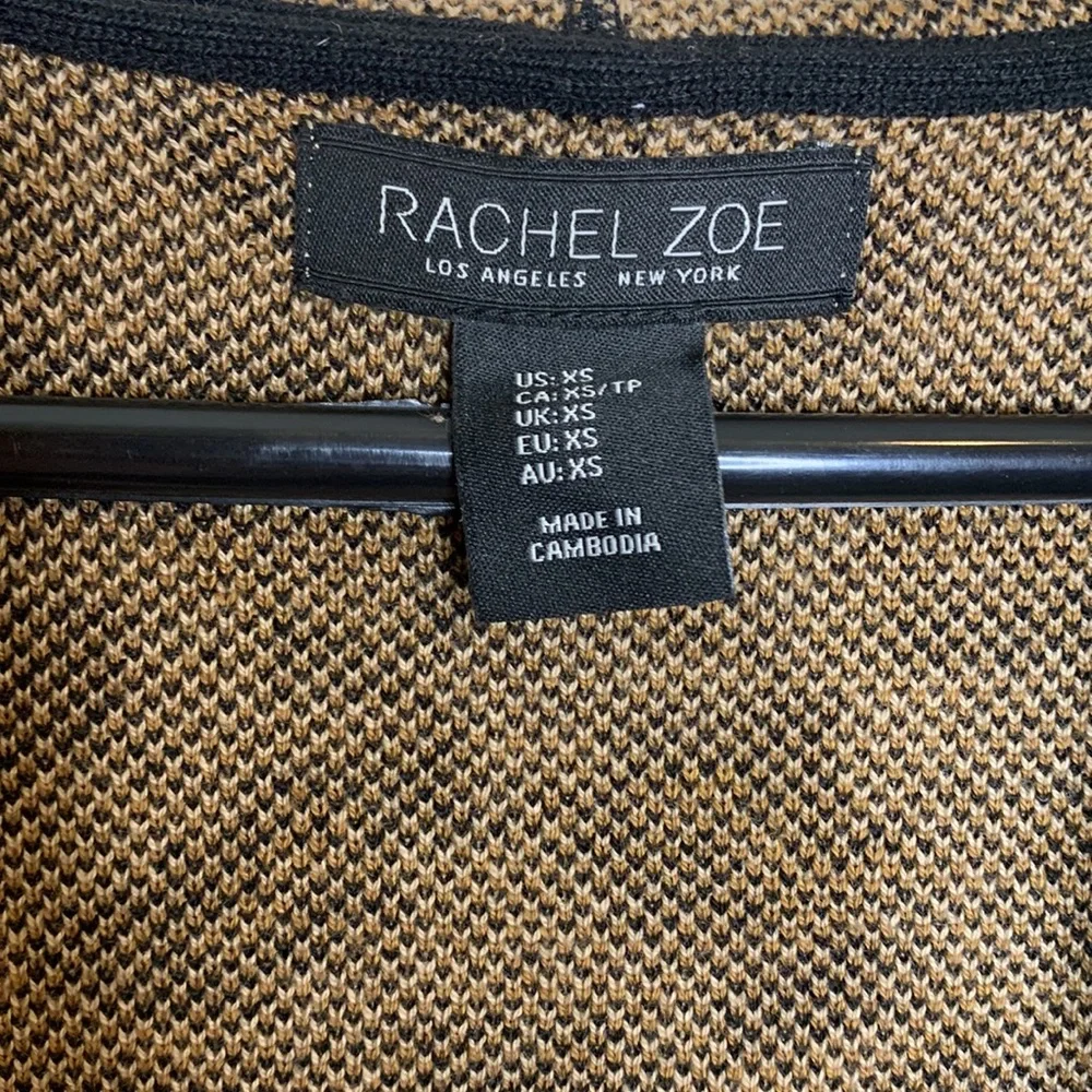 Rachel Zoe | Animal Print Knit Pocket Long Sleeve Hoodie Cardigan Size XS Coat - Picture 8 of 10